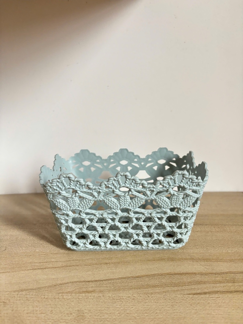 Light Blue Decorative Woven-Style Accent Basket - Unbranded